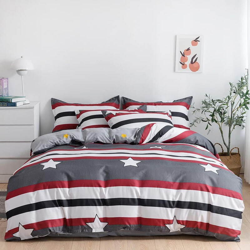 Aceir 6-Piece Microfibre Duvet Cover Set, 1 Duvet Cover + 1 Fitted Sheet + 4 Pillow Covers, King, Multicolour
Aceir 6-Piece Microfibre Duvet Cover Set, 1 Duvet Cover + 1 Fitted Sheet + 4 Pillow Covers, King, Multicolour