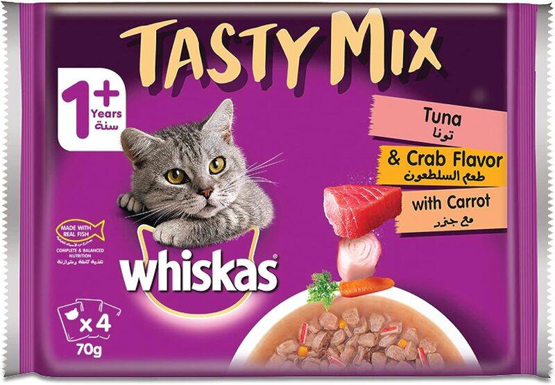 Whiskas Tasty Mix Tuna & Crab Collection in Gravy Wet Cat Food for Adult Cats 1+ Years, 4 Packs of Tuna & Crab with Carrots, Made from Real Fish for a
Whiskas Tasty Mix Tuna & Crab Collection in Gravy Wet Cat Food for Adult Cats 1+ Years, 4 Packs of Tuna & Crab with Carrots, Made from Real Fish for a