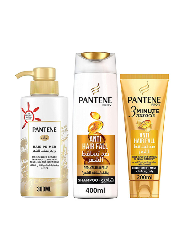 Pantene Pro-V Anti-Hair Fall Shampoo + Primer + Anti-Hair Fall 3 Minute Miracle Conditioner Set
Pantene Pro-V Anti-Hair Fall Shampoo + Primer + Anti-Hair Fall 3 Minute Miracle Conditioner Set