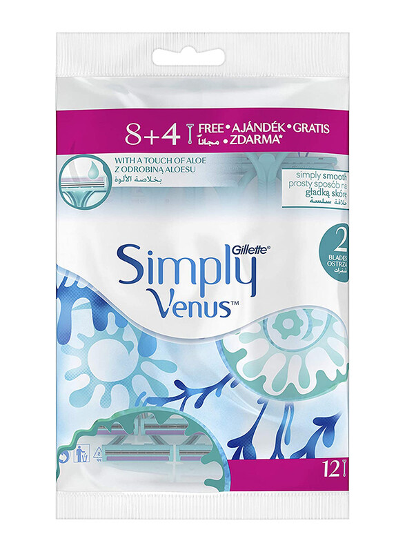 Gillette Simply Venus Two Blade Disposable Razor for Women, 12 Pieces
Gillette Simply Venus Two Blade Disposable Razor for Women, 12 Pieces