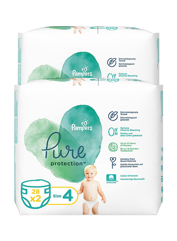 Pampers Pure Protection Dermatologically Tested Diapers, 2 Piece, Size 4, 9-14 kg, 56 Count
Pampers Pure Protection Dermatologically Tested Diapers, 2 Piece, Size 4, 9-14 kg, 56 Count