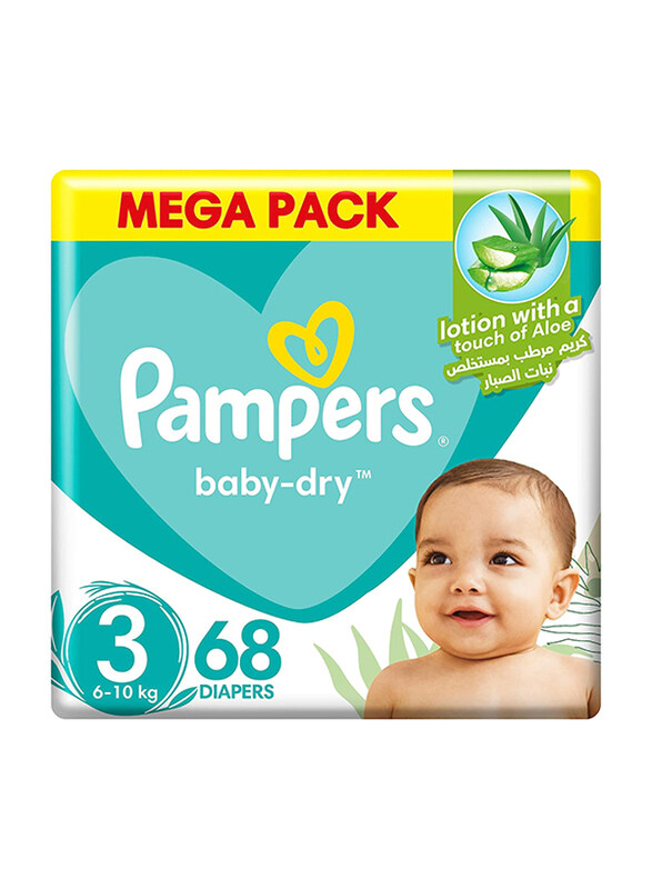 Pampers Baby-Dry Diapers with Aloe Vera Lotion & Leakage Protection, Size 3, 6-10 kg, 68 Count
Pampers Baby-Dry Diapers with Aloe Vera Lotion & Leakage Protection, Size 3, 6-10 kg, 68 Count