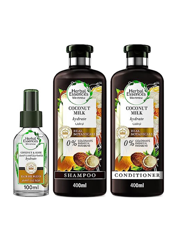 Herbal Essences Coconut Milk Shampoo & Conditioner with Coconut & Aloe Vera Hair Oil Blend, 3 Pieces
Herbal Essences Coconut Milk Shampoo & Conditioner with Coconut & Aloe Vera Hair Oil Blend, 3 Pieces