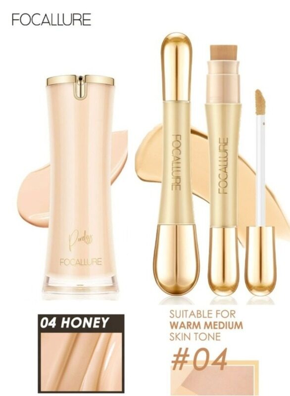 Focallure Perfect Base Lasting Poreless Liquid Foundation, Covers Blemishes & Under-Eye Circles for All Skin Types-04 Honey Plus Concealer with High Cover Brush
Focallure Perfect Base Lasting Poreless Liquid Foundation, Covers Blemishes & Under-Eye Circles for All Skin Types-04 Honey Plus Concealer with High Cover Brush