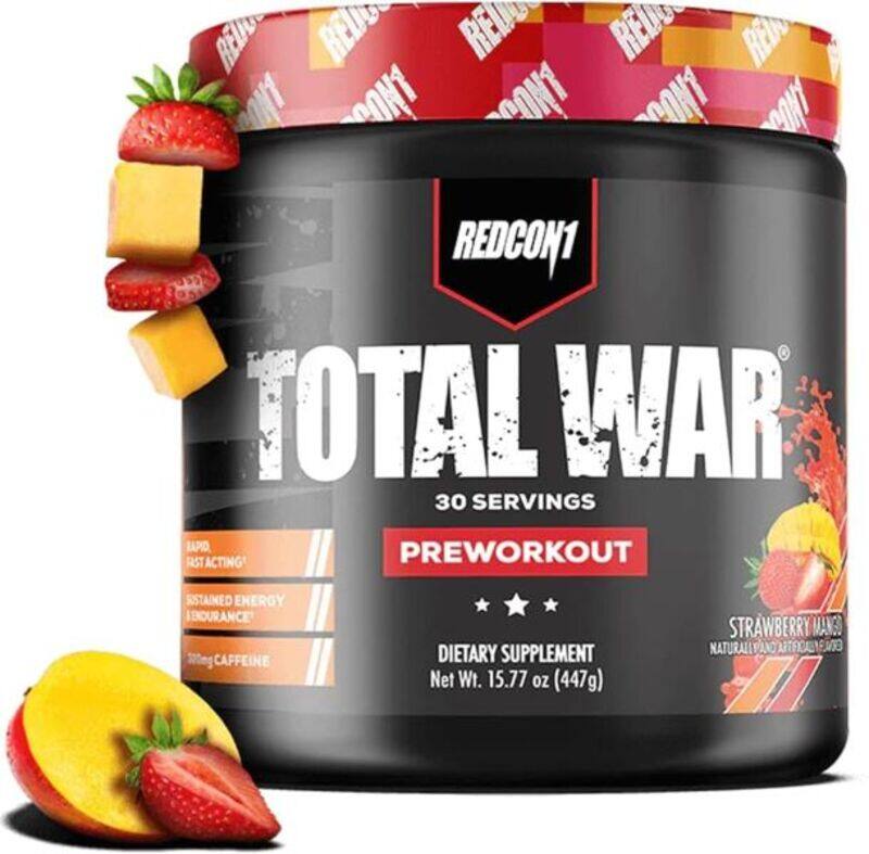 Redcon1 Total War Pre-Workout 30 Servings (447gm) Strawberry Mango - Rapid Fast Acting - Sustained Energy and Endurance
Redcon1 Total War Pre-Workout 30 Servings (447gm) Strawberry Mango - Rapid Fast Acting - Sustained Energy and Endurance
