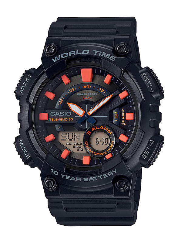 Casio Youth Series Analog + Digital Watch for Men with Resin Band, Water Resistance, AEQ-110W-1A2VDF, Black-Multicolour
Casio Youth Series Analog + Digital Watch for Men with Resin Band, Water Resistance, AEQ-110W-1A2VDF, Black-Multicolour