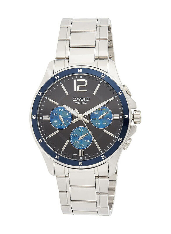 Casio Enticer Analog Wrist Watch for Men with Stainless Steel Band, Water Resistant and Chronograph, MTP-1374D-2AVDF, Silver-Black
Casio Enticer Analog Wrist Watch for Men with Stainless Steel Band, Water Resistant and Chronograph, MTP-1374D-2AVDF, Silver-Black