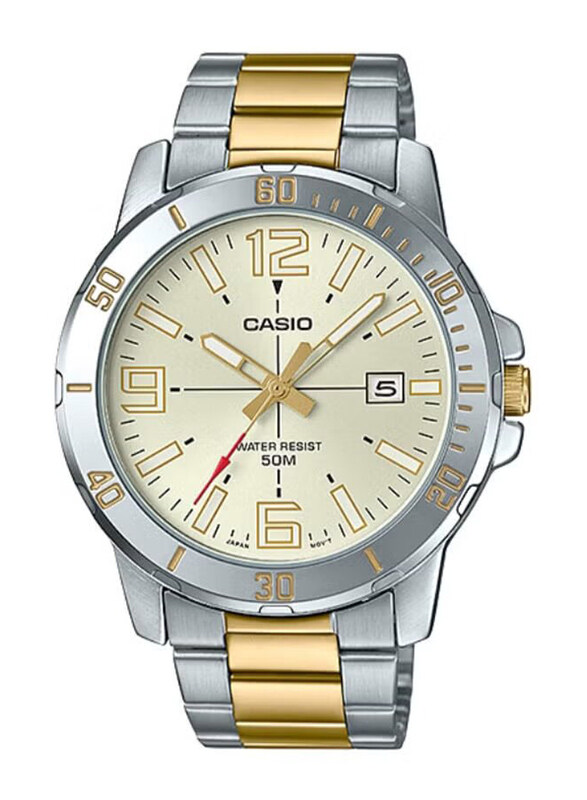 Casio Analog Quartz Watch for Men with Stainless Steel Band, Water Resistant, MTP-VD01SG-9BVUDF, Silver-Gold/White
Casio Analog Quartz Watch for Men with Stainless Steel Band, Water Resistant, MTP-VD01SG-9BVUDF, Silver-Gold/White