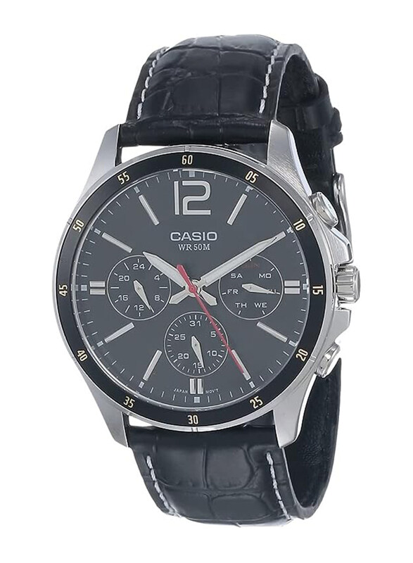 Casio Analog Wrist Watch for Men with Leather Band, Water Resistant and Chronograph, MTP-1374L-1AVDF, Black
Casio Analog Wrist Watch for Men with Leather Band, Water Resistant and Chronograph, MTP-1374L-1AVDF, Black