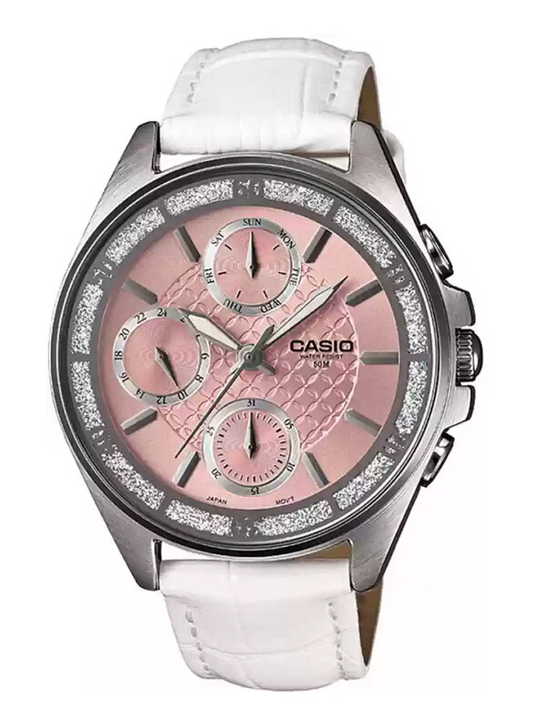 Casio Analog Watch for Women with Leather Band, Water Resistant and Chronograph, LTP-2086L-7AVDF, White-Rose Gold
Casio Analog Watch for Women with Leather Band, Water Resistant and Chronograph, LTP-2086L-7AVDF, White-Rose Gold