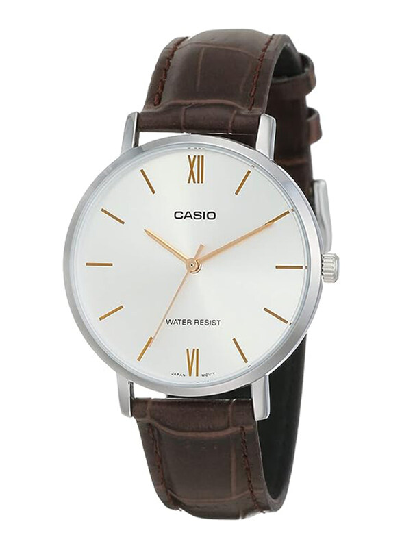 Casio Analog Watch for Women with Leather Band, Water Resistant, LTP-VT01L-7B2UDF, Brown-Silver
Casio Analog Watch for Women with Leather Band, Water Resistant, LTP-VT01L-7B2UDF, Brown-Silver