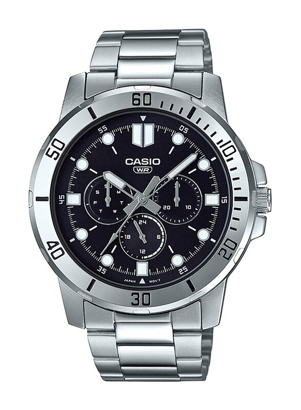Casio Analog Quartz Watch for Men with Stainless Steel Band, Water Resistant and Chronograph, MTP-VD300D-1EUDF, Silver-Black
Casio Analog Quartz Watch for Men with Stainless Steel Band, Water Resistant and Chronograph, MTP-VD300D-1EUDF, Silver-Black