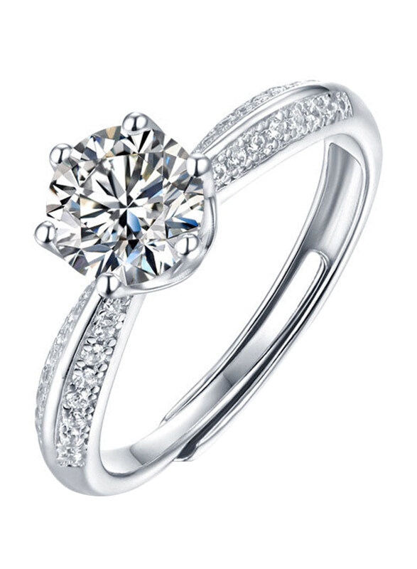 Moissanite Jewelry Collection Bridesmaid Six Claw Round Lines 925 Sterling Silver Adjustable Ring for Women with Cubic Zirconia Stone, 2 Carat Silver,
Moissanite Jewelry Collection Bridesmaid Six Claw Round Lines 925 Sterling Silver Adjustable Ring for Women with Cubic Zirconia Stone, 2 Carat Silver,