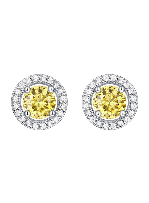 Moissanite Jewelry Collection Simple Round 925 Sterling Silver Stud Earrings for Women with Cubic Zirconia Stone, Silver/Yellow
Moissanite Jewelry Collection Simple Round 925 Sterling Silver Stud Earrings for Women with Cubic Zirconia Stone, Silver/Yellow