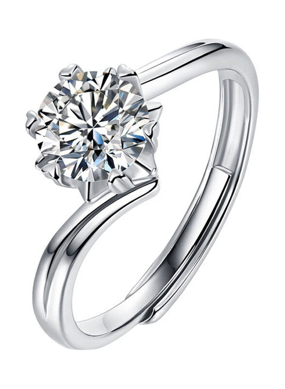 Moissanite Jewelry Collection Anniversary Six Claw Round Twisted 925 Sterling Silver Adjustable Ring for Women with Cubic Zirconia Stone, 0.5 Carat Si
Moissanite Jewelry Collection Anniversary Six Claw Round Twisted 925 Sterling Silver Adjustable Ring for Women with Cubic Zirconia Stone, 0.5 Carat Si