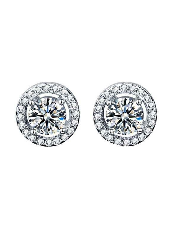 Moissanite Jewelry Collection Geometry Round Simple 925 Sterling Silver Stud Earrings for Women with Cubic Zirconia Stone, Silver
Moissanite Jewelry Collection Geometry Round Simple 925 Sterling Silver Stud Earrings for Women with Cubic Zirconia Stone, Silver