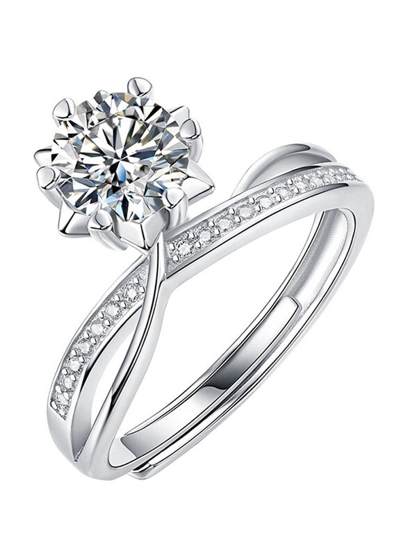 Moissanite Jewelry Collection Elegant Snowflake 925 Sterling Silver Adjustable Ring for Women with Cubic Zirconia Stone, Silver, Free Size
Moissanite Jewelry Collection Elegant Snowflake 925 Sterling Silver Adjustable Ring for Women with Cubic Zirconia Stone, Silver, Free Size