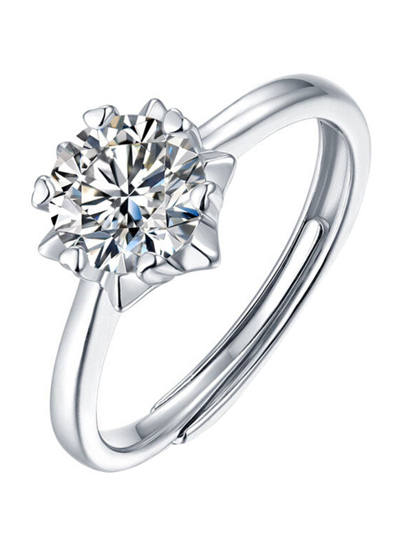 Moissanite Jewelry Collection New Snowflake 925 Sterling Silver Adjustable Ring for Women with Cubic Zirconia Stone, 1 Carat Silver, Free Size
Moissanite Jewelry Collection New Snowflake 925 Sterling Silver Adjustable Ring for Women with Cubic Zirconia Stone, 1 Carat Silver, Free Size