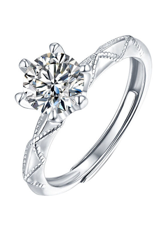 Moissanite Jewelry Collection Simple Six Claw Round Cross Pattern 925 Sterling Silver Adjustable Ring for Women with Cubic Zirconia Stone, 3 Carat Sil
Moissanite Jewelry Collection Simple Six Claw Round Cross Pattern 925 Sterling Silver Adjustable Ring for Women with Cubic Zirconia Stone, 3 Carat Sil
