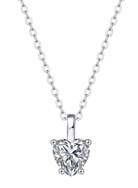 Moissanite Jewelry Collection Casual Heart Dangle 925 Sterling Silver Necklace for Women with Cubic Zirconia Stone, Silver
Moissanite Jewelry Collection Casual Heart Dangle 925 Sterling Silver Necklace for Women with Cubic Zirconia Stone, Silver