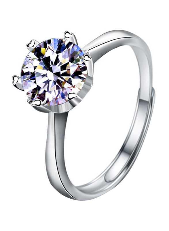 Moissanite Jewelry Collection Simple Six Claw Moissanite CZ 925 2 Carat Sterling Silver Adjustable Ring for Women, Silver, Free Size
Moissanite Jewelry Collection Simple Six Claw Moissanite CZ 925 2 Carat Sterling Silver Adjustable Ring for Women, Silver, Free Size