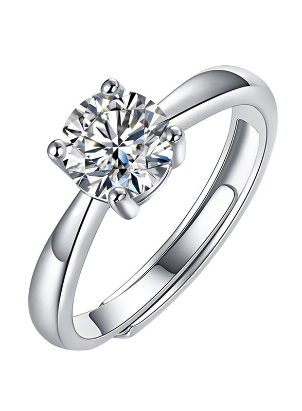 Moissanite Jewelry Collection Simple Four Claw Micro Setting 925 Sterling Silver Adjustable Ring for Women with Cubic Zirconia Stone, 0.5 Carat Silver
Moissanite Jewelry Collection Simple Four Claw Micro Setting 925 Sterling Silver Adjustable Ring for Women with Cubic Zirconia Stone, 0.5 Carat Silver