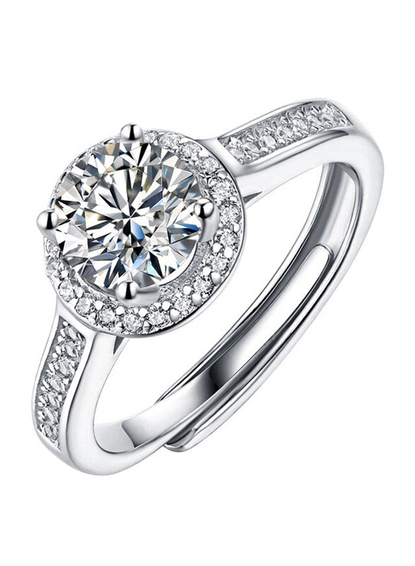 Moissanite Jewelry Collection New Round Geometry 925 Sterling Silver Adjustable Ring for Women with Cubic Zirconia Stone, 1 Carat Silver, Free Size
Moissanite Jewelry Collection New Round Geometry 925 Sterling Silver Adjustable Ring for Women with Cubic Zirconia Stone, 1 Carat Silver, Free Size