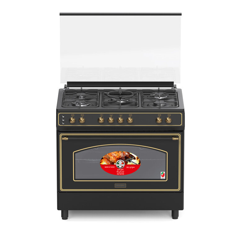 Generaltec 5 Burners 90x60cm Cooking Range GCTR98BR, 3 Big Wok Burners, Auto Ignition, Full Safety System, Dual Convection Fans, Assembled in Turkey w
Generaltec 5 Burners 90x60cm Cooking Range GCTR98BR, 3 Big Wok Burners, Auto Ignition, Full Safety System, Dual Convection Fans, Assembled in Turkey w