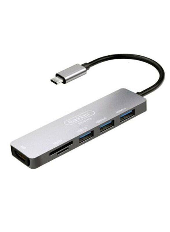 Universal Earldom 6-in-1 Type-C Multifunctional Aluminium Alloy Shell USB Hub, Grey
Universal Earldom 6-in-1 Type-C Multifunctional Aluminium Alloy Shell USB Hub, Grey