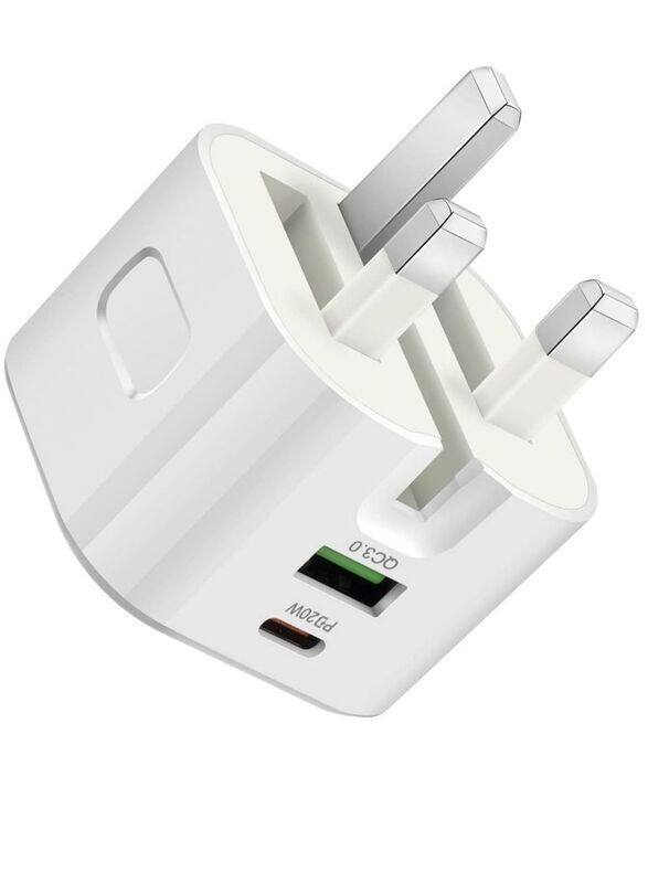 Jmary Foldable Plug Wall Charger with Dual Port PD USB Type-C and QC 3.0 USB-A, 25W, FG-652, White
Jmary Foldable Plug Wall Charger with Dual Port PD USB Type-C and QC 3.0 USB-A, 25W, FG-652, White