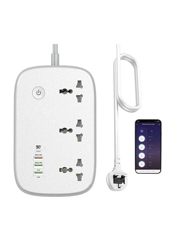 JBQ Wifi Smart Power Strip Extension with 3 Universal Electrical Outlets , White
JBQ Wifi Smart Power Strip Extension with 3 Universal Electrical Outlets , White