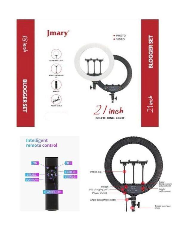 N/A Jmary 21-Inch LED Soft Ring Light Tripod Mount with 3 Phone Bracket with Remote Control for Video Photography, Black/White
N/A Jmary 21-Inch LED Soft Ring Light Tripod Mount with 3 Phone Bracket with Remote Control for Video Photography, Black/White