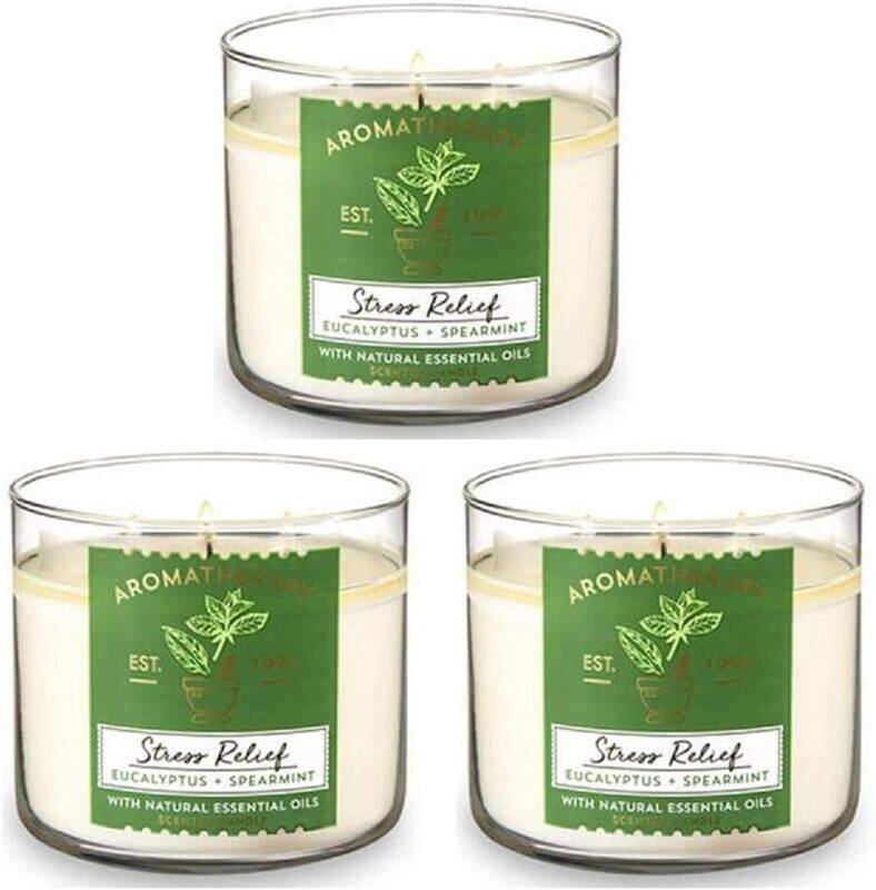 Bath & Body Works Stress Relief Eucalyptus Spearmint 3-Wick Scented Candle, 3 x 411gm, Off White
Bath & Body Works Stress Relief Eucalyptus Spearmint 3-Wick Scented Candle, 3 x 411gm, Off White