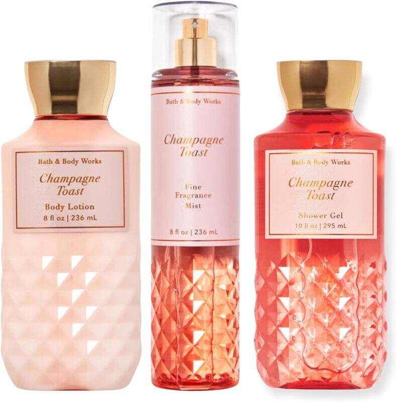Bath & Body Works 3-Piece Champagne Toast Daily Trio Gift Set for Women, 236ml Fine Fragrance Mist, 295ml Shower Gel, 236ml Super Smooth Body Lotion
Bath & Body Works 3-Piece Champagne Toast Daily Trio Gift Set for Women, 236ml Fine Fragrance Mist, 295ml Shower Gel, 236ml Super Smooth Body Lotion