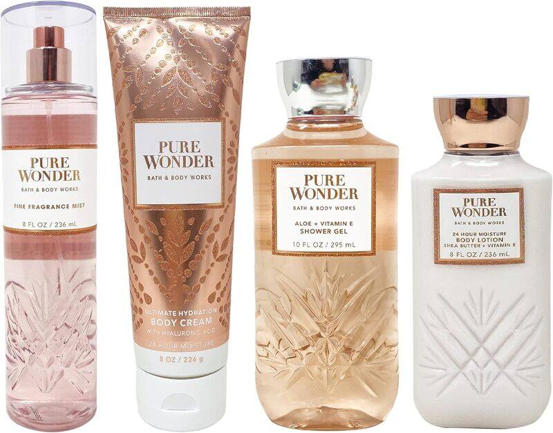 Bath & Body Works 4-Piece Pure Wonder Deluxe Gift Set for Women, 236ml Fragrance Mist, 236ml Body Cream, 236ml Body Lotion, 295ml Shower Gel
Bath & Body Works 4-Piece Pure Wonder Deluxe Gift Set for Women, 236ml Fragrance Mist, 236ml Body Cream, 236ml Body Lotion, 295ml Shower Gel