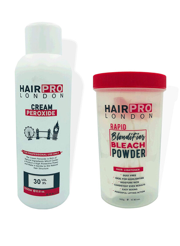 Hairpro London Hydrogen Cream Peroxide 30 Vol 9 Percentage and Bleach Powder Hair Colour Set, 2 Pieces, White
Hairpro London Hydrogen Cream Peroxide 30 Vol 9 Percentage and Bleach Powder Hair Colour Set, 2 Pieces, White