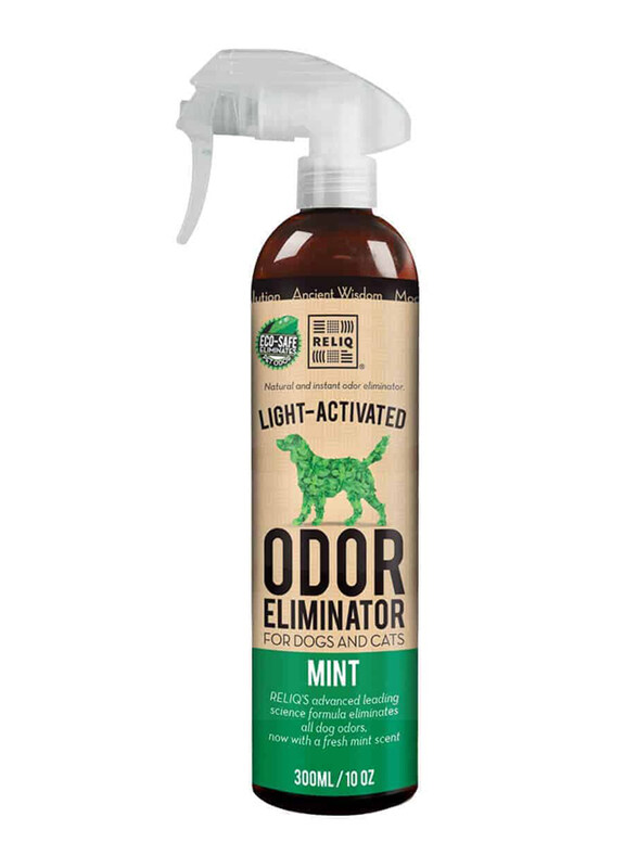 Reliq Light Activated Pet Odor Eliminator Spray Mint Scent for Dogs & Cats, 300ml, Black/Green
Reliq Light Activated Pet Odor Eliminator Spray Mint Scent for Dogs & Cats, 300ml, Black/Green