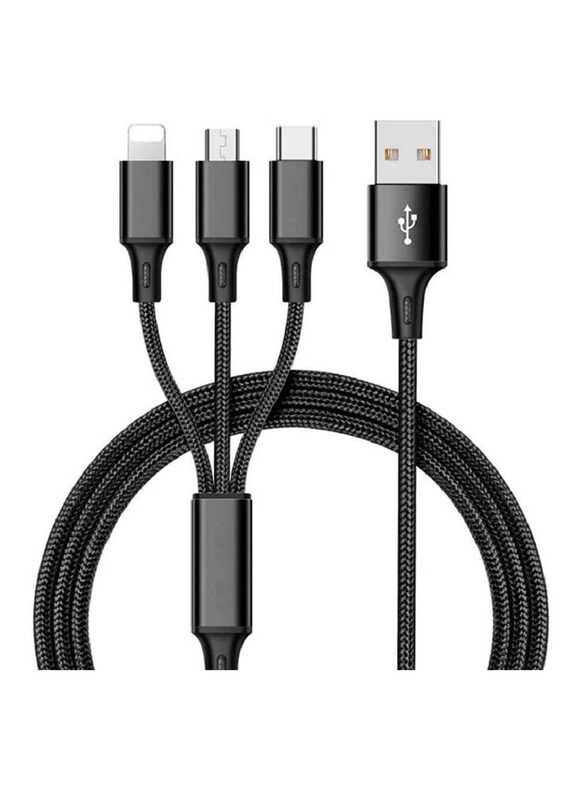 Generic Nylon Braided 3-in-1 Fast Charging Cable, USB Type A to Multiple Types Cable for Smartphones/Tablets, Black
Generic Nylon Braided 3-in-1 Fast Charging Cable, USB Type A to Multiple Types Cable for Smartphones/Tablets, Black