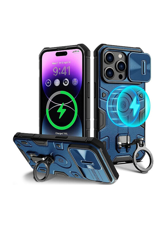 Nillkin Apple iPhone 14 Pro Max Military Grade Shockproof Slide Camera MagSafe Magnetic Car Mount Holder Mobile Phone Case Cover, Blue
Nillkin Apple iPhone 14 Pro Max Military Grade Shockproof Slide Camera MagSafe Magnetic Car Mount Holder Mobile Phone Case Cover, Blue