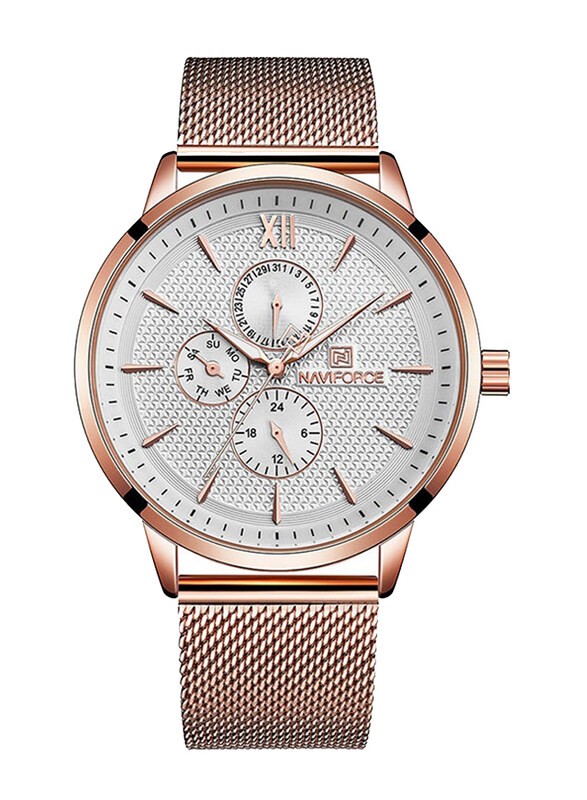 Naviforce Analog Watch for Men with Stainless Steel Band, Chronograph, We-2, Rose Gold-Silver
Naviforce Analog Watch for Men with Stainless Steel Band, Chronograph, We-2, Rose Gold-Silver