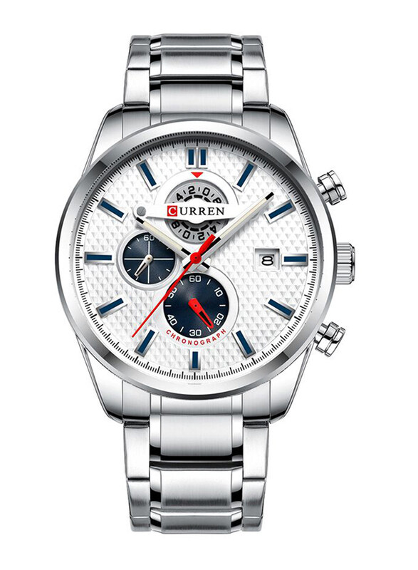 Curren Analog Watch for Men with Metal Band, Water Resistant and Chronograph, J4194S-W-KM, Silver
Curren Analog Watch for Men with Metal Band, Water Resistant and Chronograph, J4194S-W-KM, Silver