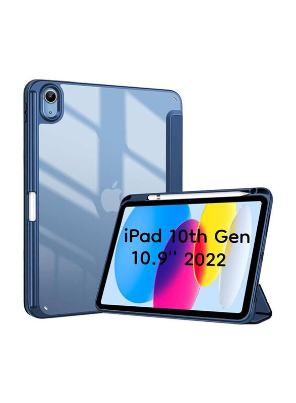 HYX Apple iPad 10.9-inch 10th Gen 2022 Transparent Back Shell Trifold Protective Case Shockproof Tablet Case Cover with Pencil Holder, Blue
HYX Apple iPad 10.9-inch 10th Gen 2022 Transparent Back Shell Trifold Protective Case Shockproof Tablet Case Cover with Pencil Holder, Blue