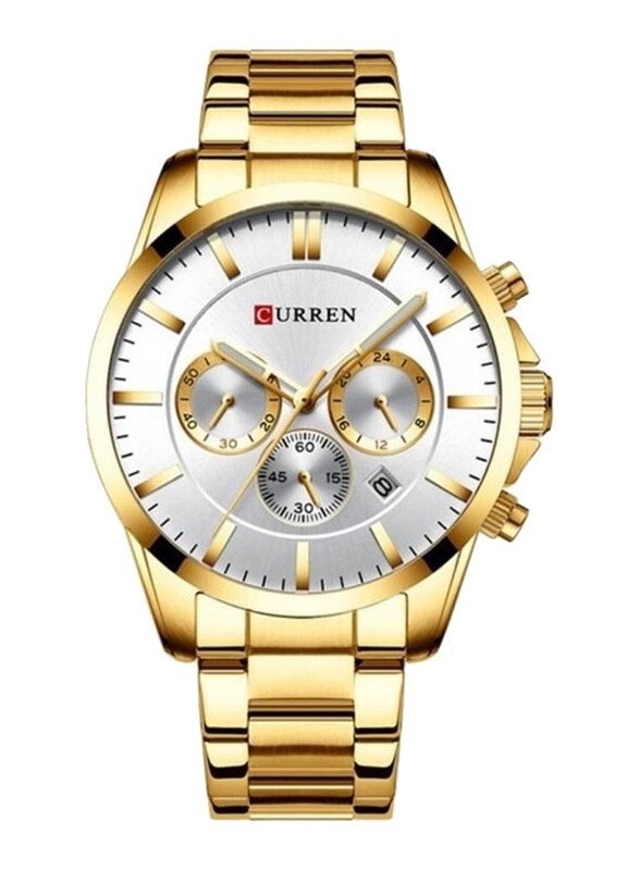 Curren Analog Watch for Men with Stainless Steel Band, Water Resistant and Chronograph, 8358, Gold-White
Curren Analog Watch for Men with Stainless Steel Band, Water Resistant and Chronograph, 8358, Gold-White