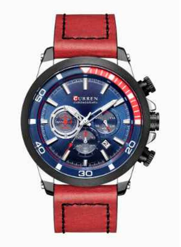 Curren Analog Watch for Men with Leather Band, Water Resistant and Chronograph, 8310, Blue-Red
Curren Analog Watch for Men with Leather Band, Water Resistant and Chronograph, 8310, Blue-Red