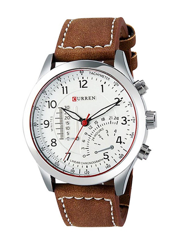 Curren Analog Watch for Men with Leather Band, Water Resistant, 8152, Brown-White
Curren Analog Watch for Men with Leather Band, Water Resistant, 8152, Brown-White