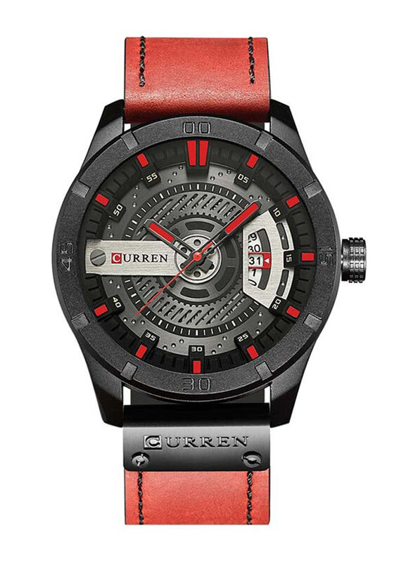 Curren Analog Watch for Men with Leather Band, Water Resistant, M-8301-5, Red-Black
Curren Analog Watch for Men with Leather Band, Water Resistant, M-8301-5, Red-Black