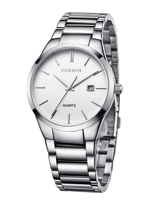 Curren Analog Watch for Men with Stainless Steel Band, Water Resistant, 8106, Silver-White
Curren Analog Watch for Men with Stainless Steel Band, Water Resistant, 8106, Silver-White