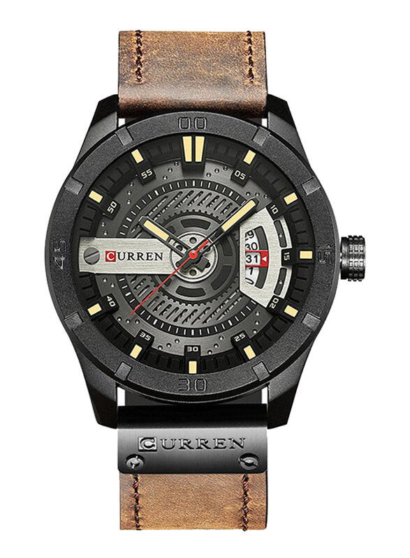 Curren Analog Wrist Watch for Men with Leather Strap, Water Resistant, 8301, Deep Brown-Grey/Black
Curren Analog Wrist Watch for Men with Leather Strap, Water Resistant, 8301, Deep Brown-Grey/Black