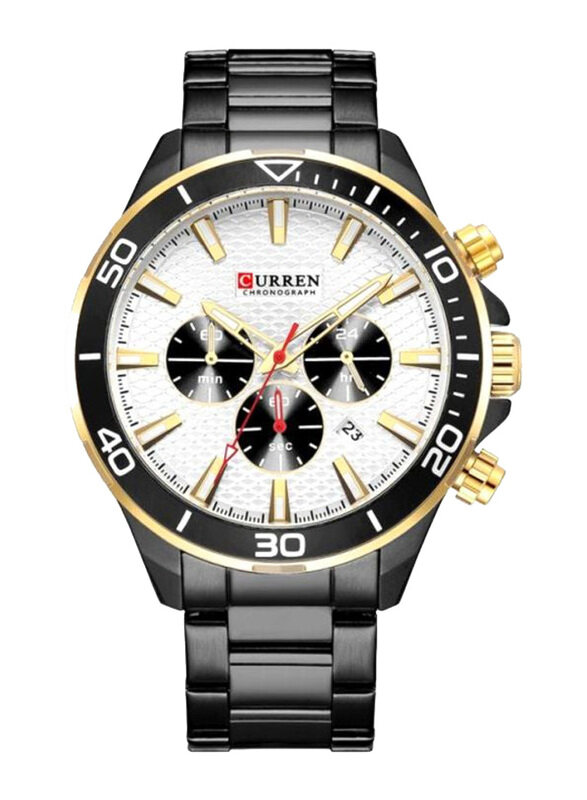 Curren Analog Watch for Men with Stainless Steel Band, Chronograph, 8309, White/Black
Curren Analog Watch for Men with Stainless Steel Band, Chronograph, 8309, White/Black