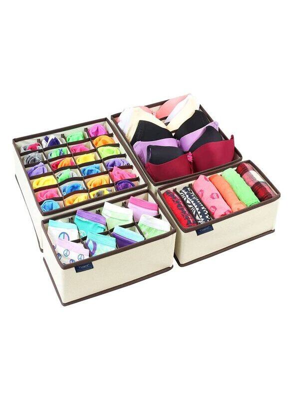 XiuWoo 4-Piece Underwear Organiser with Foldable Closet Divider for Socks, Ties, Scarves and Handkerchiefs Set, Ivory
XiuWoo 4-Piece Underwear Organiser with Foldable Closet Divider for Socks, Ties, Scarves and Handkerchiefs Set, Ivory